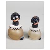 Pair of vintage black americana perfume bottles