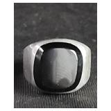 Sterling silver and onyx ring