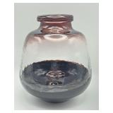 Hand blown smoky amethyst art glass vase