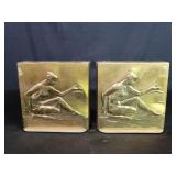 Art Deco style brass tone spelter bookends
