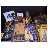 Antique & vintage items: camera, 12 compasses,