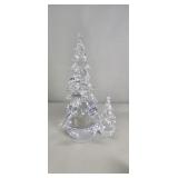 Pair of Daum France signed crystal Christmas