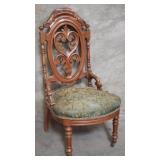Victorian hand carved walnut chair