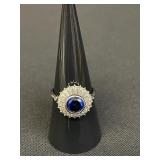 Vintage sterling silver ring with blue gemstone