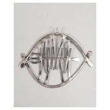 Artisan made sterling silver fish bone skeleton