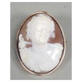 Vintage 10k gold cameo brooch