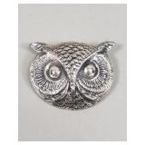 Vintage signed Joseff Hollywood silver owl brooch