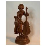 Vintage girl playing cello spelter sculpture