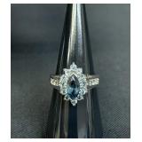 Vintage sterling silver marquise-cut gemstone ring