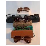 6 pairs of women's glasses in cases