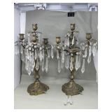 Pair of vintage brass luster candelabrum's