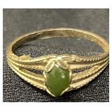 Vintage gold filled jade ring