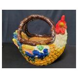 Ceramic rooster  basket