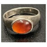 Vintage signed sterling silver and carnelian ring