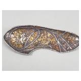 Mid-century Modern silver and enamel brooch
