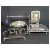 Silver plate chafing dish, bowl, etc