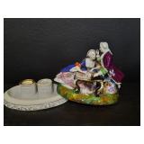 Antique German porcelain ink well with inserts
