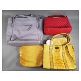 Group of leather and faux leather handbags