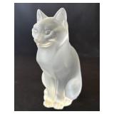 Lalique frosted crystal 'Chat Assis' cat figurine