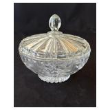 Vintage cut glass covered candy dish