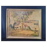 Camille Adriani print with a gilt carved wood