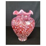 Fenton cranberry opalescent daisy and fern