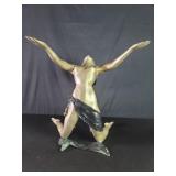Signed Collet brass nude female sculpture