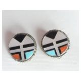Silver, onyx, turquoise, mother of pearl and