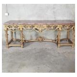French Louis XVI ornate console table gilt wood