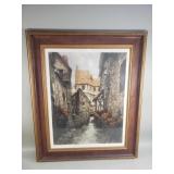 Camille Fonce signed vintage hand colored etching