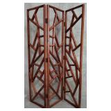 Mid-century Modern-style 3-panel carved wood