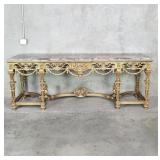 French Louis XVI ornate console table gilt wood
