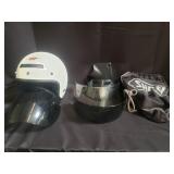 Vintage helmet with vicers in a plastic crate