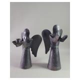 Pair of vintage iron  folk art angel figures
