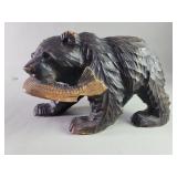 Signed vintage carved wood bear