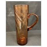 Vintage tall Bischoff amber blown glass pitcher