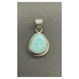 Vintage sterling silver Larimar stone pendant