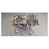 Group of silver plate and stainless steel flatware