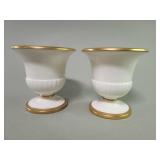 Pair of vintage milk glass planters
