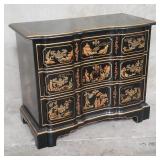 Drexel black lacquered 3-drawer chest