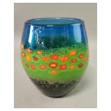 Signed and dated 2021 hand blown glass vase with