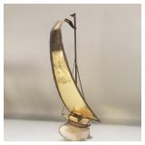 MCM signed Mario Jason brass and onyx sailboat