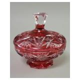 Ruby cut to clear covered bowl