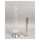 Pair of sterling silver weighted bud vases