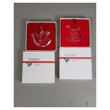 1984 and 1994 Orrefors crystal ornaments
