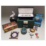 Box of miscellaneous, Lladro goose, Limoges