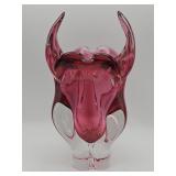 Mid-century Chribskï¿½ pink and clear hand-blown