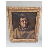Signed Baroque-style oil on canvas portrait