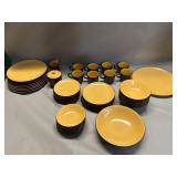 Group of vintage Mikasa terra stone curry yellow