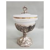 Vintage weighted silver and frosted glass